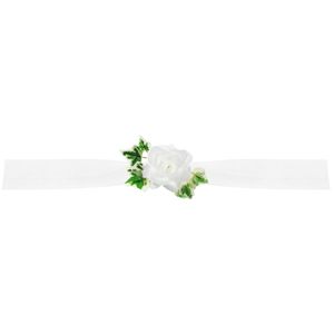 PartyDeco trouwauto lint roosjes - Bruiloft - wit met groen blad - just married   -