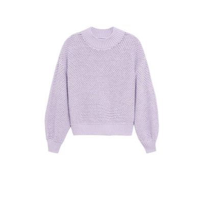Mango grofgebreide trui lila