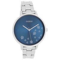 OOZOO C11121 Horloge Timepieces staal zilverkleurig-blauw 42 mm