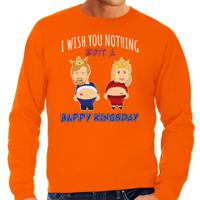 Koningsdag sweater voor heren - Happy Kings day - oranje - oranje feestkleding - thumbnail