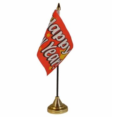 Gelukkig Nieuwjaar tafelvlaggetje - 10 x 15 cm - met standaard - H27 cm - versiering Gelukkig Nieuwjaar tafelvlaggetje - 10 x 15 cm - met standaard - H27 cm - versiering
