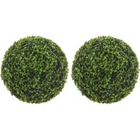 2x stuks buxus bol Theeblad groen D50 cm kunstplant UV-bestendig