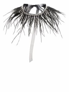 Atu Body Couture collier en soie orné de plumes et cristal - Noir