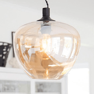 Hanglamp glas amber By Rydens &apos;Bellissimo&apos; E27 fitting modern 28 cm