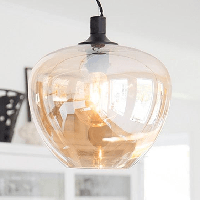Hanglamp glas amber By Rydens &apos;Bellissimo&apos; E27 fitting modern 28 cm