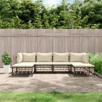 6-delige Loungeset met kussens poly rattan antracietkleurig