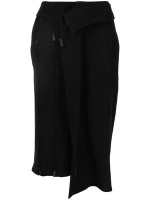 Yohji Yamamoto minijupe asymétrique à zip - Noir