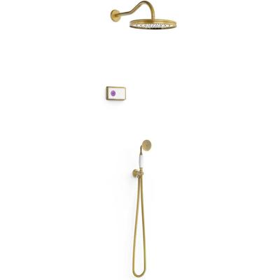 Regendouche set electronisch Tres Shower Technology Classic | Inbouw | Thermostaatkraan | 2-weg | Vintage | Messing oud