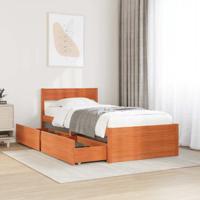 Bedframe zonder matras massief grenenhout wasbruin 100x200 cm
