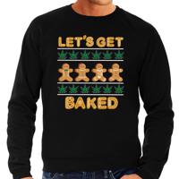 Foute Kersttrui/sweater voor heren - Lets get baked - wiet - zwart