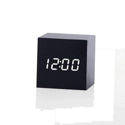Multicolor geluiden controle houten klok moderne digitale LED Bureau wekker thermometer timer zwart wit