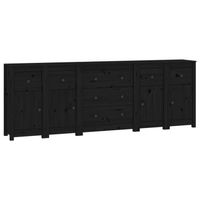 The Living Store Dressoir - 230 x 35 x 80 cm - Massief Grenenhout Zwart