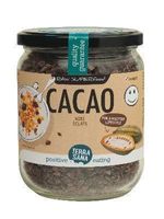 Raw cacao nibs in glas bio