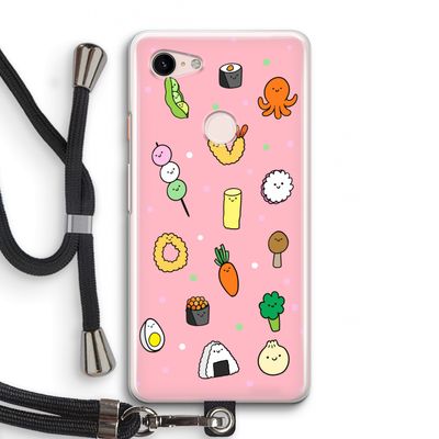 Happy bento friends: Pixel 3 Transparant Hoesje met koord