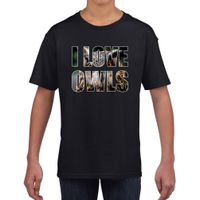 I love owls / uilen t-shirt zwart kids