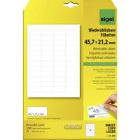 Sigel LA204 45.7 x 21.2 mm Papier Wit 1200 stuk(s) Weer verwijderbaar Universele etiketten 25 vel DIN A4