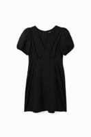 Korte jurk met pofmouwen - BLACK - M