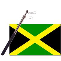 Landen vlag Jamaica - 90 x 150 cm - met compacte draagbare telescoop vlaggenstok - supporters - thumbnail