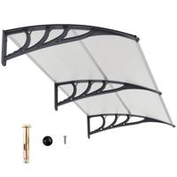199 x 99 cm Voordek voor de Voordeur Aluminium Overkapping Schuin Dak Voordek Voordeur Overkapping Grijs