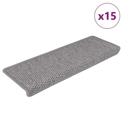 VidaXL Trapmatten zelfklevend 15 st sisal-look 65x21x4cm zilverkleurig