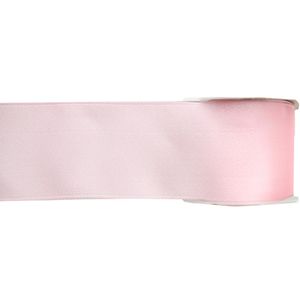 1x Roze satijnlint rollen 2,5 cm x 25 meter cadeaulint verpakkingsmateriaal   -