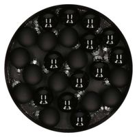 Othmar Decorations mini kerstballen van glas - 24x - zwart - 2,5 cm - Kerstbal