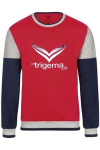 TRIGEMA Comfort Fit Sweatshirt ronde halsrood/blauw, Bedrukt