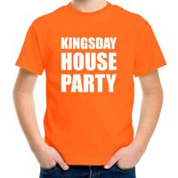 Woningsdag Kingsday house party t-shirts voor thuisblijvers tijdens Koningsdag oranje kinderen XL (164-176)  - - thumbnail