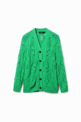 Oversized opengewerkt vest - GREEN - M