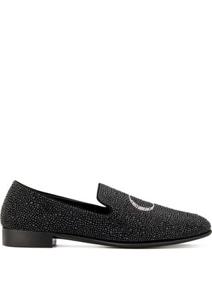 Giuseppe Zanotti mocassins à ornements en cristal - Noir