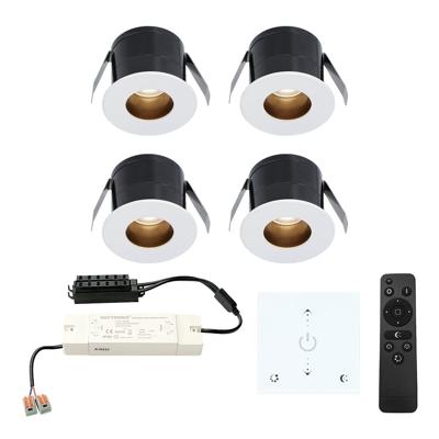Set van 4 Olivia LED Mini Inbouwspots met Trafo en Muurdimmer - 12 Volt 3 Watt 150 lumen - Dimbaar - Verzonken - Plat 36mm - 2700K - IP44 waterdicht - Wit