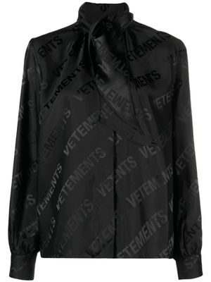VETEMENTS chemise à logo en jacquard - Noir