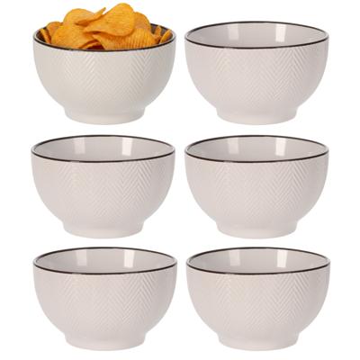 Serveer/chips schaaltje Fishbone - 6x - beige - 14 x 8 cm - keramiek - kommetjes - 680 ml Serveer/chips schaaltje Fishbone - 6x - beige - 14 x 8 cm - keramiek - kommetjes - 680 ml