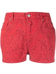 ETRO short en jean à imprimé cachemire - Rouge