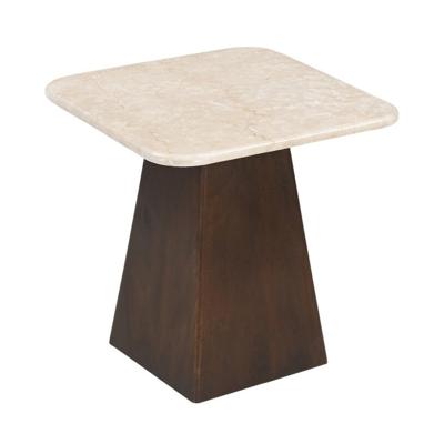 Brix Vierkante Bijzettafel 'Bottecino' Marmer en mangohout, 45 x 45cm