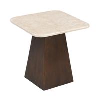 Brix Vierkante Bijzettafel 'Bottecino' Marmer en mangohout, 45 x 45cm
