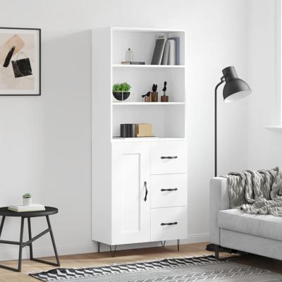 Hoge kast 69,5x34x180 cm bewerkt hout wit