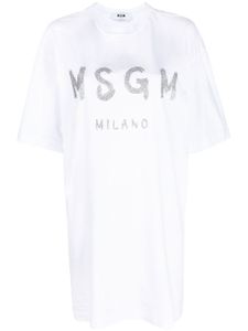 MSGM robe à logo imprimé - Blanc