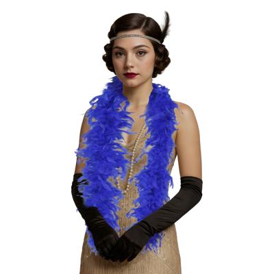 Carnaval verkleed boa met veren - blauw - 80 gram - themafeest