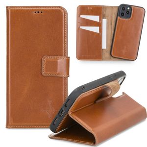 NorthLife - iPhone 12 / 12 Pro - Lederen Afneembare 2-in-1 bookcase hoes - Cognac