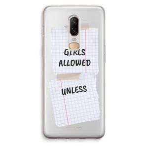 No Girls Allowed Unless: OnePlus 6 Transparant Hoesje