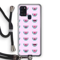 Smiley watermeloenprint: Samsung Galaxy A21s Transparant Hoesje met koord Smiley watermeloenprint: Samsung Galaxy A21s Transparant Hoesje met koord