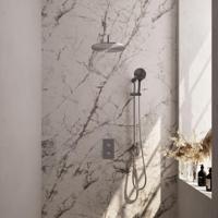 Brauer Brushed Carving Thermostatische Regendoucheset Inbouw - Hoofddouche 30 cm - Gebogen Wandarm - 3 Weg - Handdouche 3 Standen - Doucheslang - Geintegreerde Glijstang - Rvs