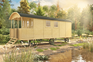 Tuindeco Kathleen Circuswagen 19mm vuren onbehandeld 720 x 240 cm excl. onderstel- - Onbehandeld vurenhout- Tuindeco