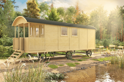 Tuindeco Kathleen Circuswagen 19mm vuren onbehandeld 720 x 240 cm excl. onderstel- - Onbehandeld vurenhout- Tuindeco