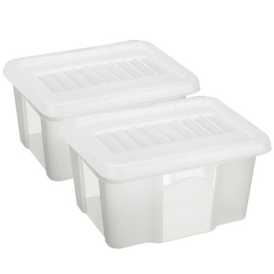 Sunware 2x opslagbox kunststof 24 liter transparant 42 x 33 x 22 cm met deksel