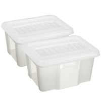 Sunware 2x opslagbox kunststof 24 liter transparant 42 x 33 x 22 cm met deksel - thumbnail