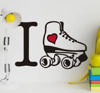 Muurstickers sport I love rollerskating