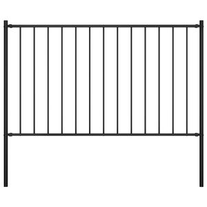 VidaXL Hekpaneel met palen 1,7x1,25 m gepoedercoat staal zwart