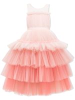 Tulleen robe longue en tulle à design superposé - Rose